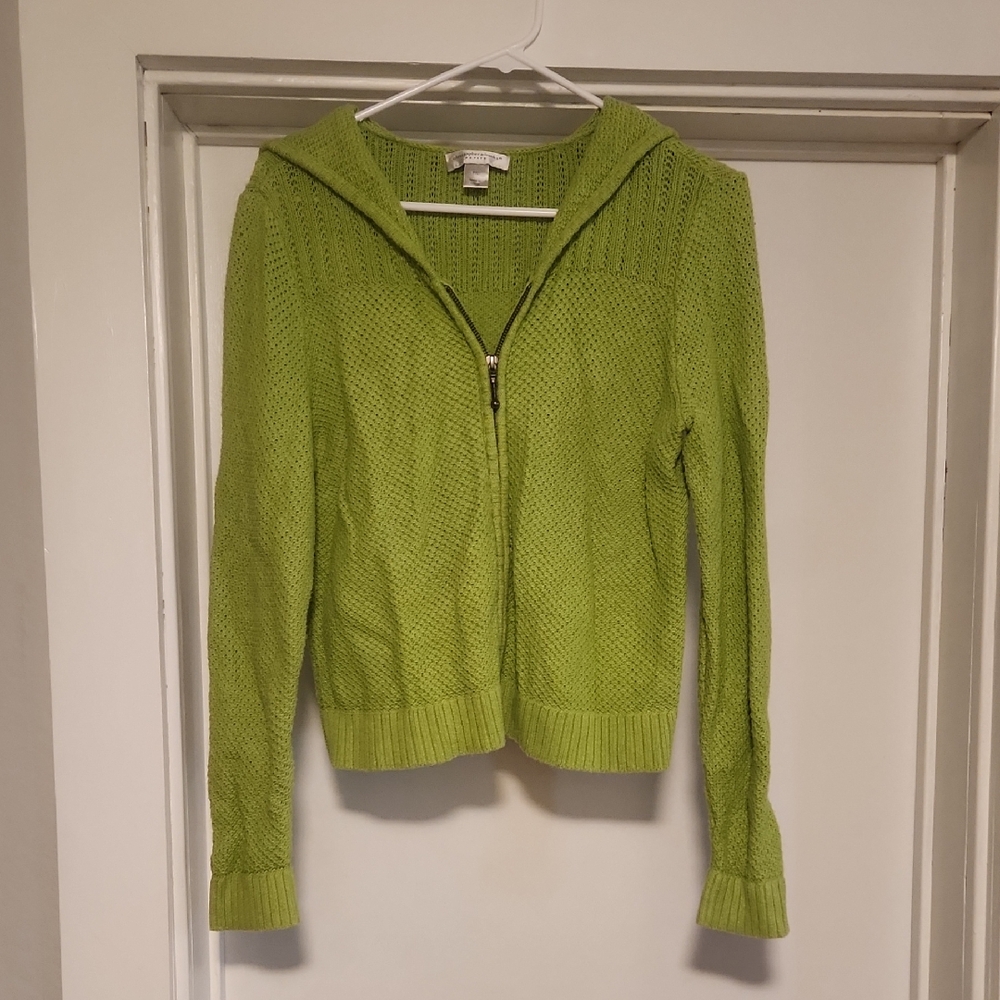 Christopher & Banks Green Cardigan Sweater Lightweight Knit